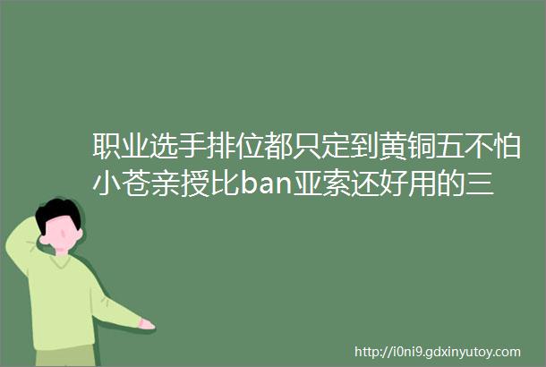 职业选手排位都只定到黄铜五不怕小苍亲授比ban亚索还好用的三大黄金定律